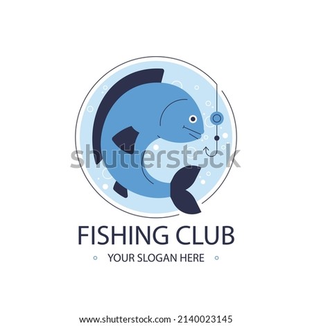 flat design fishing logo template design