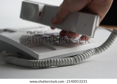 White Telephone on the office desk Marketing