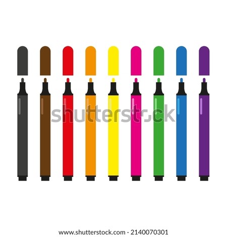 A set of markers. Simple flat vector illustration on a white background.