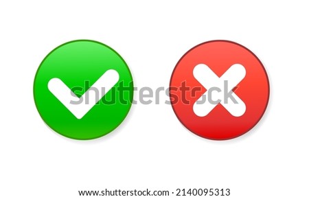 Red and Green Check Mark Icons Button Vector Illustration