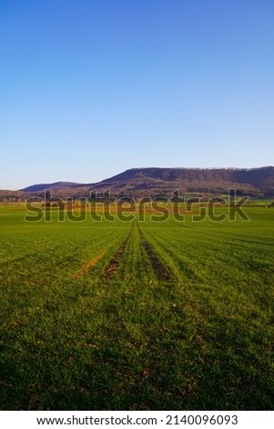 view on the hills of the Swabian Alb in Germany near stuttgart before sunset