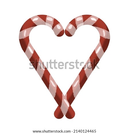 watercolor Christmas lollipop. red candy isolated on a white background