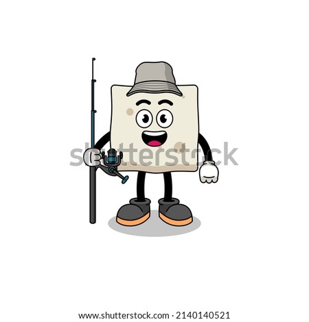 Mascot Illustration of tofu fisherman , character design