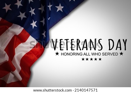 USA Veterans day background. abstract grunge brushed flag with text. Template for horizontal banner.