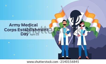 Army Medical Corps Establishment Day on April 03 business brochure flyer banner design horizontal template vector, cover presentation abstract, modern publication poster and flag-banner.
