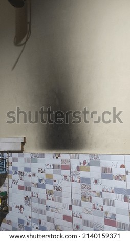 black wall due to fire smoke