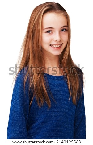 Shes casual and confident. Portrait of a gorgeous young girl smiling against a white background.