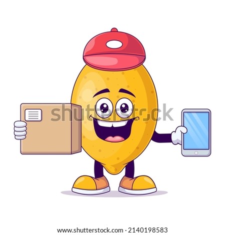 Courier lemon cartoon mascot character vector illustration design