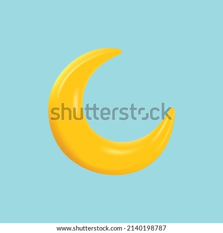 3d yellow color glossy moon vector illustration, 3d moon vector, 3d glossy moon, 