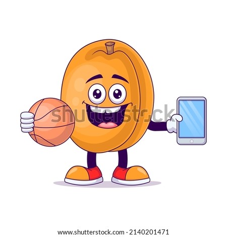 peach playing basketball cartoon mascot character vector illustration design