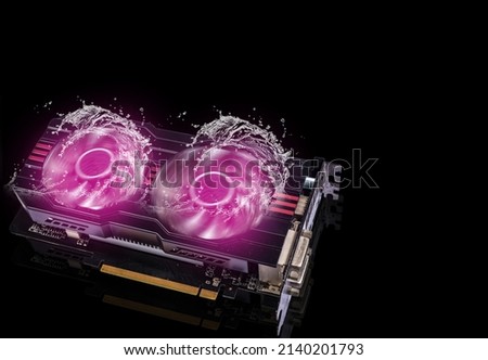 Graphics card system technology 4k 6k 8k 10k rendering technology Isolated from the background PC computer motherboard or graphic card interface, printed circuit, cryptocurrency rgb clipping part