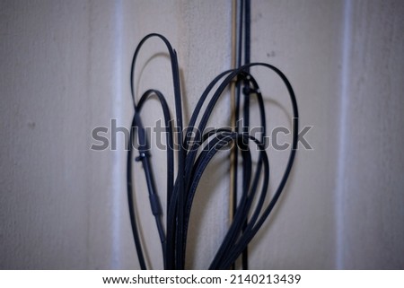 Internet of things concept with wireless connection. Network cables for connection and telecommunication.