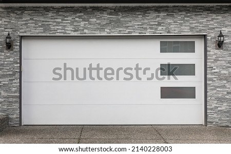 Garage door in Vancouver, Canada. Garage door in luxury house. Street photo, nobody, selective focus