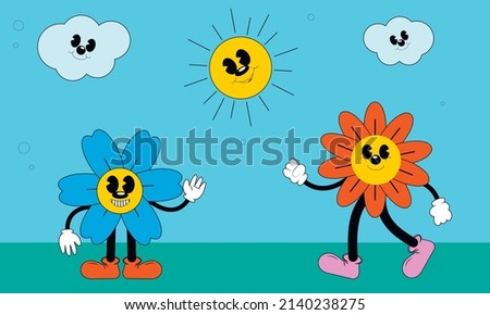 Background with funny cartoon characters