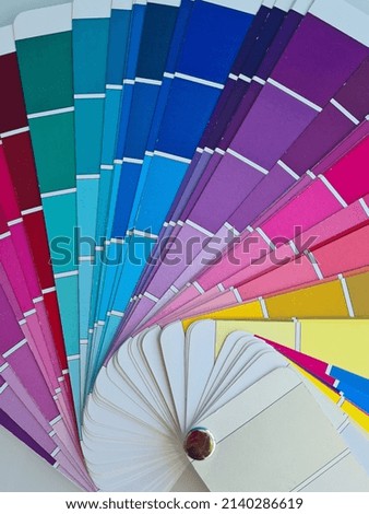 Color palette catalog with samples of designer paints. Example of trendy color palette. Forecast of future color trend
