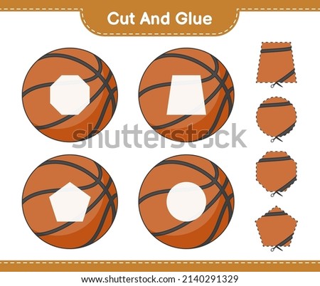 Cut and glue, cut parts of Basketball and glue them. Educational children game, printable worksheet, vector illustration
