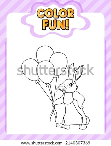 Worksheets template with color fun! text and rabbit outline illustration