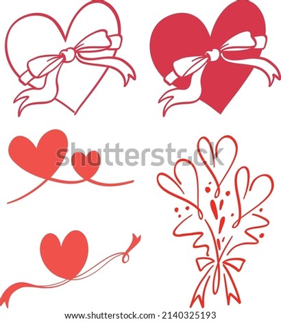 Different hearts set in doodle style illustration