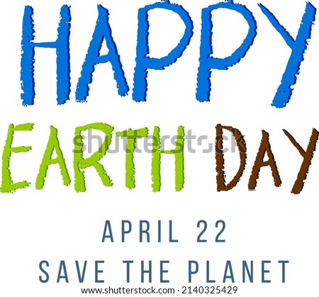 Happy Earth Day typography logo design illustration