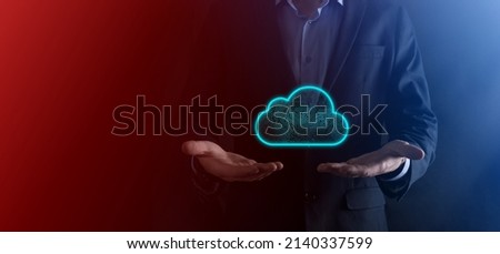 Cloud computing concept,cloud for transfer data.Cloud computing, big data center, future infrastructure, digital ai concept. Virtual hosting symbol,icon. upload download.Virtual hosting symbol.