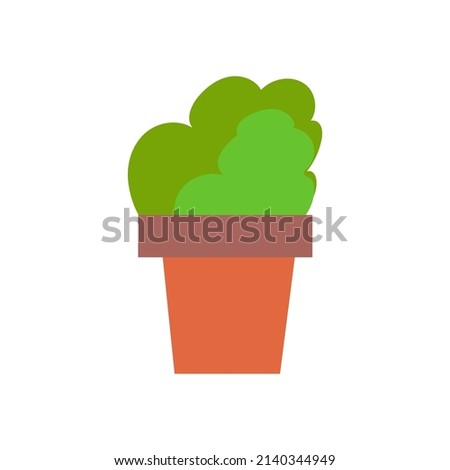 Plants in pots. Part of the facade of the house. A simple decorative element. Vector illustration isolated on white background. Cartoon style.