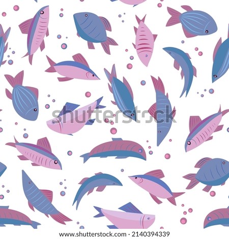 fishes seamless pattern. Children's sea background with fish