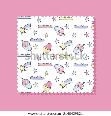 Seamless childish pattern with little star in pink sky. Cute vector texture for kids bedding, fabric, wallpaper, wrapping paper, textile, t-shirt print