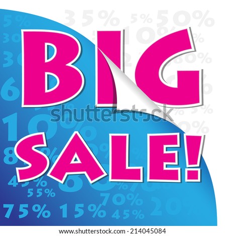 BIG SALE! wording on percetage discount in pop art style, vector format