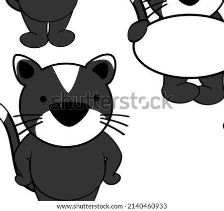 little kawaii cat cartoon standing set collection in vector format