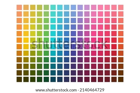 color chart designer tool texture pattern background. Color palette. Table color shades. Color harmony. Trend colors. Vector illustration isolated on white background 
