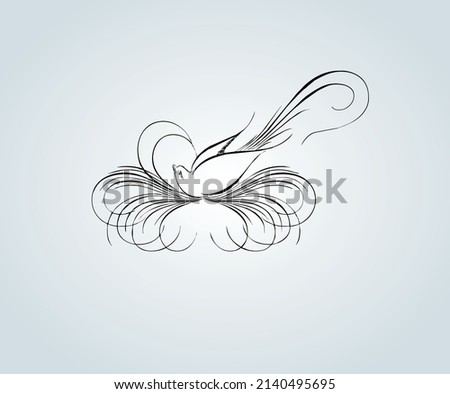 abstract bird with elegant calligraphy strokes for illustration