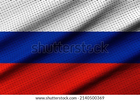 Russia flag on texture sports. Horizontal sport theme poster, greeting cards, headers, website and app. Background for patriotic and national design