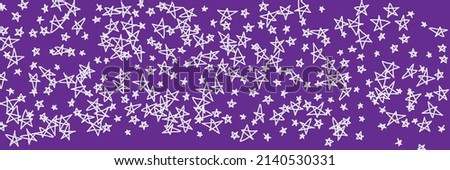 Art Vibrant Childish Pastel Vivid Purple Grey Handdrawn Stars. Lavender Light Stars Dark Chaotic Sky Violet Calm Stars Background. White Kids Bright Naive Night Simple Stars Handdrawn Picture.