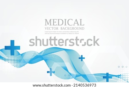 White medical background.fluid smooth line and cross shape design