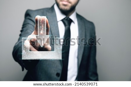 web download icon. man tapping on the screen Royalty-Free Stock Photo #2140539071