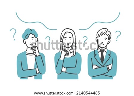 Three men and woman who are worried Royalty-Free Stock Photo #2140544485