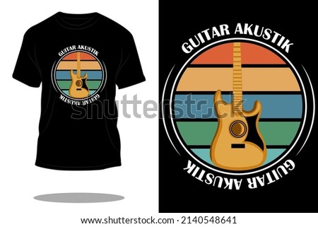 guitar acoustic retro t shirt design