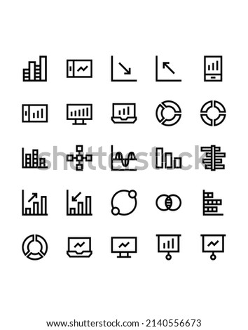 Chart and Diagram Icon Set 30 isolated on white background