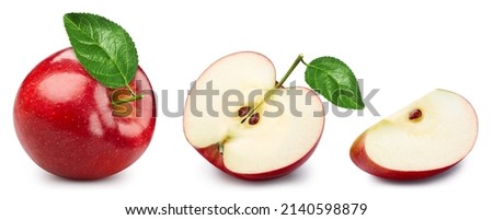 Apple collection. Red apple isolated on white background. Apple macro. With clipping path
