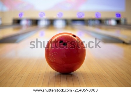 Bowling ball in bowling lane