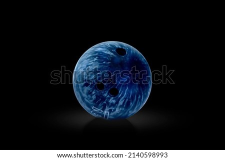 Blue bowling ball on black background