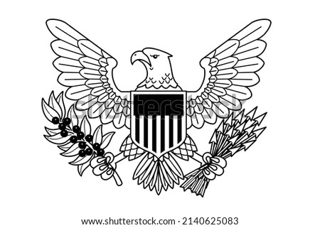 The bald eagle is the symbol of America. Vector line art illustration.