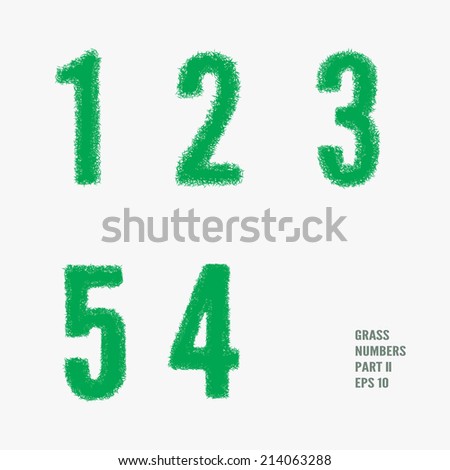Set of numbers made from grass from 1 to 5 