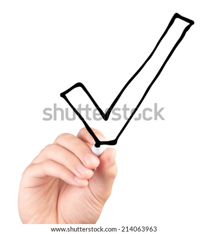 Hand drawing a tick isolated on white background