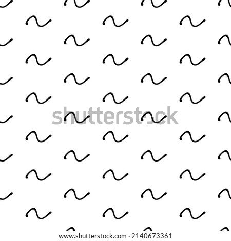 Seamless pattern with black sketch hand drawn squiggle  shape on white background. Abstract grunge texture. Vector illustration
