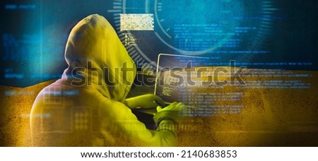 anonymous hackers in cyber war  against Russia over Ukraine Royalty-Free Stock Photo #2140683853