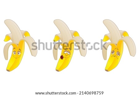 banana cartoon character vector with different expression, eps 10, ready to be used for your design needs