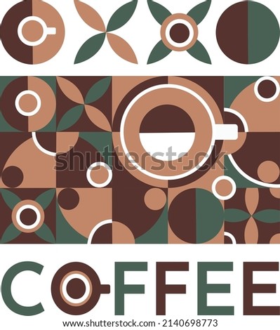 Abstract coffee pattern for print on t-shirt and packaging, vector illustration coffee and dark green color.