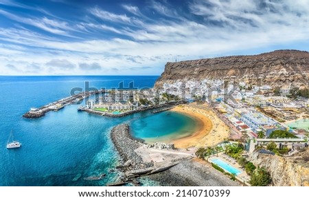 Landscape with Puerto de Mogan, Gran Canaria island, Spain Royalty-Free Stock Photo #2140710399