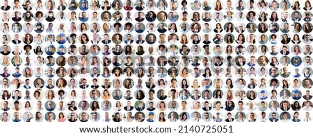 People Headshot Face Collage. Diverse Avatar Portraits